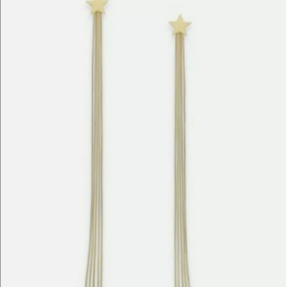 Gold Tone, XL Shooting Star Linear Earrings,